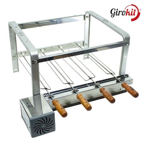 Kit Churrasqueira Giratória Inox Elétrica Bivolt 4 Espetos Girokit Menor preço em Kit Churrasqueira Giratória Inox Elétrica Bivolt 4 Espetos Girokit