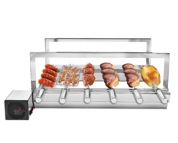 Kit Churrasqueira Giratória Inox Gira Grill + 6 Espetos Inox - Thegrill Menor preço em Kit Churrasqueira Giratória Inox Gira Grill + 6 Espetos Inox - Thegrill
