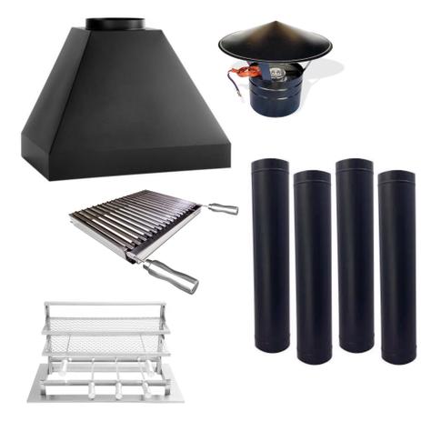 Kit Churrasqueira Gourmet Aço Carbono Preto Espeto Coifa Tamanho M - Makeer Menor preço em Kit Churrasqueira Gourmet Aço Carbono Preto Espeto Coifa Tamanho M - Makeer