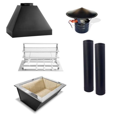 Kit Churrasqueira Gourmet Coifa Chapéu Suporte Fundo Tubo Braseiro Aço Carbono Preto - Makeer grill Menor preço em Kit Churrasqueira Gourmet Coifa Chapéu Suporte Fundo Tubo Braseiro Aço Carbono Preto - Makeer grill