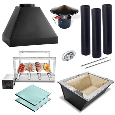 Kit Churrasqueira Gourmet Completa Tamanho M Aço Carbono Preto com Grelha Argentina Vidro Traseiro - Makeer grill Menor preço em Kit Churrasqueira Gourmet Completa Tamanho M Aço Carbono Preto com Grelha Argentina Vidro Traseiro - Makeer grill