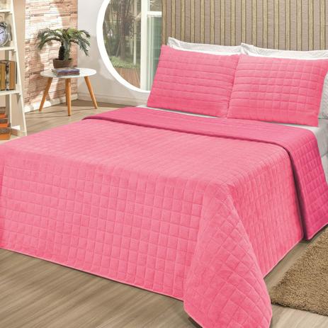 Menor preço em Kit Cobertor Soft Queen Poliéster Percal 3 Peças Bia Enxovais Rosa Pink