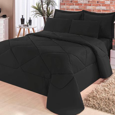 Kit Cobre Leito Aconchego Aspen Casa Dona 6 Peças Preto Menor preço em Kit Cobre Leito Aconchego Aspen Casa Dona 6 Peças Preto