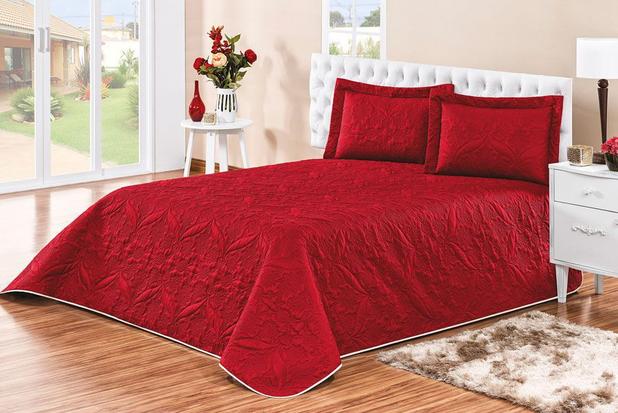 Kit Cobre Leito Apollo Casal Queen Vermelho 03 Peças Tecido Matelado - Rosdry Menor preço em Kit Cobre Leito Apollo Casal Queen Vermelho 03 Peças Tecido Matelado - Rosdry