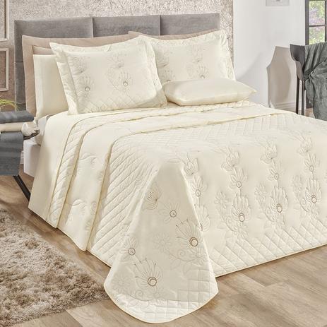 kit Cobre Leito Bordado 100% Algodão 150 Fios Casal Queen Mirabello 05 Peças - Marfim - Stylo Casa é boa?