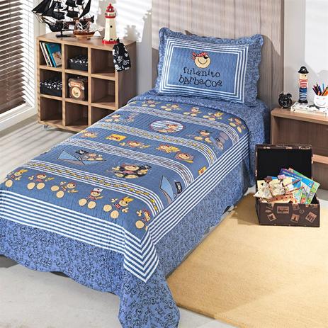 Kit Cobre Leito Buettner Solteiro Matelasse Pirata Microfibra 2 Peças Fulanitos Azul - China é boa?