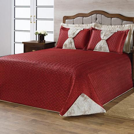 Kit Cobre Leito Casa Dona Áustria Super King 7 peças Vermelho Menor preço em Kit Cobre Leito Casa Dona Áustria Super King 7 peças Vermelho