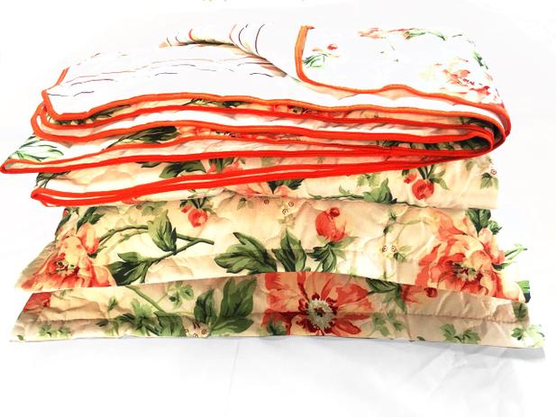 Kit Cobre Leito Casal 3 Pçs 100 Algodão Percal Floral Laranja - Aretusa confecções Menor preço em Kit Cobre Leito Casal 3 Pçs 100 Algodão Percal Floral Laranja - Aretusa confecções