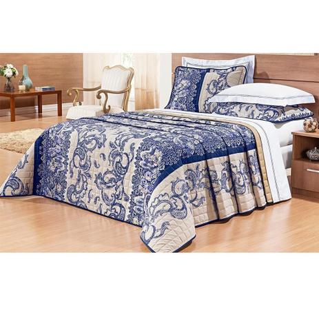 Kit Cobre Leito Casal King 03 Peças Percal 200 Fios Nobre Azul - Bernadete Casa Menor preço em Kit Cobre Leito Casal King 03 Peças Percal 200 Fios Nobre Azul - Bernadete Casa