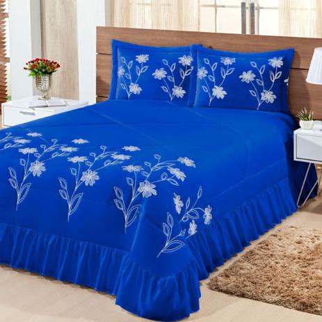 Kit Cobre Leito Casal King Lírio 03 Peças Colcha - Azul - Finos Enxovais é boa?