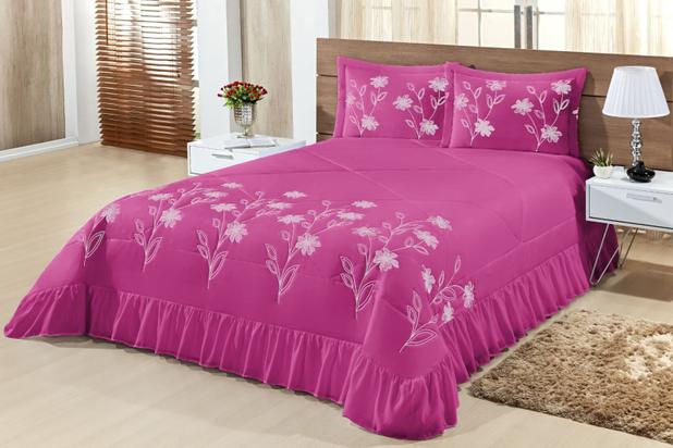 Kit Cobre Leito Casal King Lírio 03 Peças Colcha - Pink - Finos Enxovais é boa?