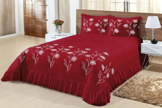 Kit Cobre Leito Casal King Lírio 03 Peças Colcha - Vermelho - Finos Enxovais é boa?