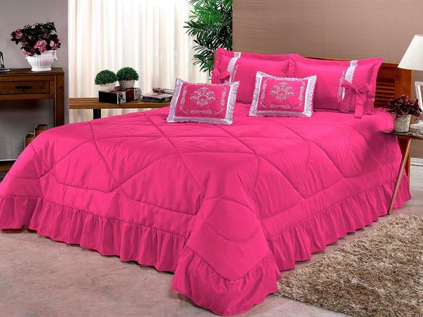Kit Cobre Leito Casal King Portinari 7 Peças Bordada - Pink - Finos enxovais Menor preço em Kit Cobre Leito Casal King Portinari 7 Peças Bordada - Pink - Finos enxovais