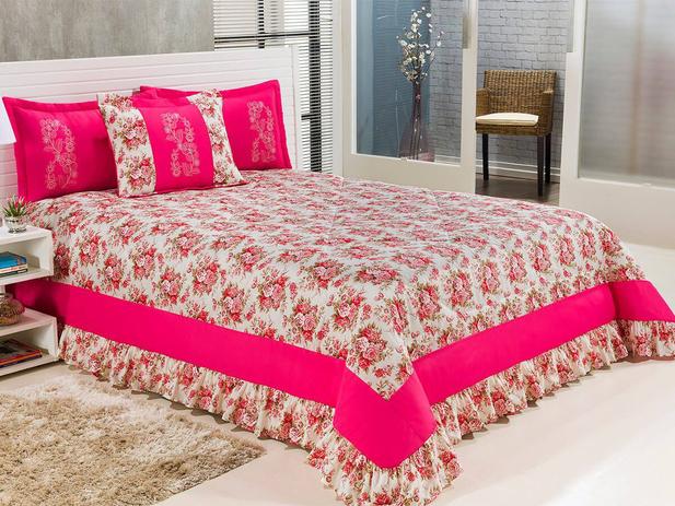 Kit Cobre Leito Casal Padrão Jasmim 05 Peças Bordado Colcha - Pink - Finos enxovais é ruim? Kit Cobre Leito Casal Padrão Jasmim 05 Peças Bordado Colcha - Pink - Finos enxovais é boa?