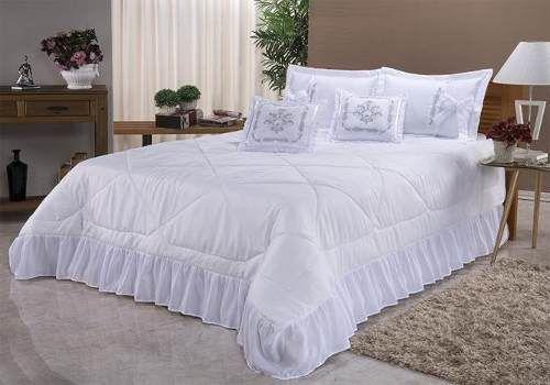 Kit Cobre Leito Casal Padrão Portinari 7 Peças Bordado Colcha - Branco com Cinza - Finos Enxovais Menor preço em Kit Cobre Leito Casal Padrão Portinari 7 Peças Bordado Colcha - Branco com Cinza - Finos Enxovais