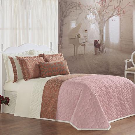 Kit Cobre Leito Casal Super King Monarca Luxo Dupla Face Matelado 9 Peças - Rosê - A decorativa Menor preço em Kit Cobre Leito Casal Super King Monarca Luxo Dupla Face Matelado 9 Peças - Rosê - A decorativa