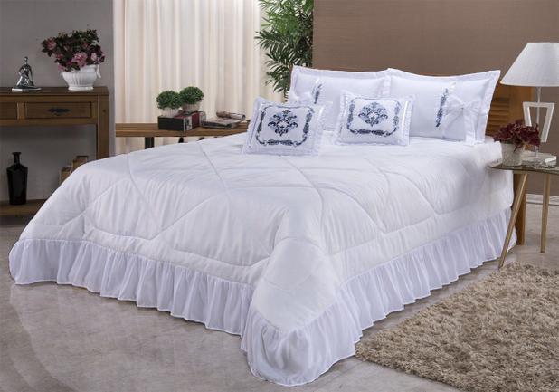 Kit Cobre Leito Casal Super King Portinari 7 Peças Bordada - Branco com Azul - Finos enxovais é boa?