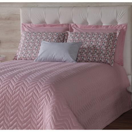 Kit Cobre Leito Chevron Casal Queen 07 Peças - Rosê - Casaborda Menor preço em Kit Cobre Leito Chevron Casal Queen 07 Peças - Rosê - Casaborda