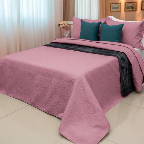 Kit Cobre Leito Colcha Elegance Queen 3 Peças Ksatex - Rosa Menor preço em Kit Cobre Leito Colcha Elegance Queen 3 Peças Ksatex - Rosa