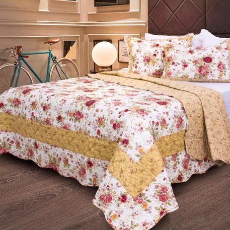 Kit Cobre Leito Colcha Patchwork Casal 3 Peças Ksatex - Karina Menor preço em Kit Cobre Leito Colcha Patchwork Casal 3 Peças Ksatex - Karina