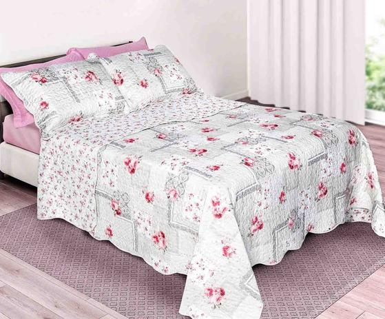 Kit Cobre Leito Colcha Patchwork Queen 3 Peças Ksatex - Monique Menor preço em Kit Cobre Leito Colcha Patchwork Queen 3 Peças Ksatex - Monique