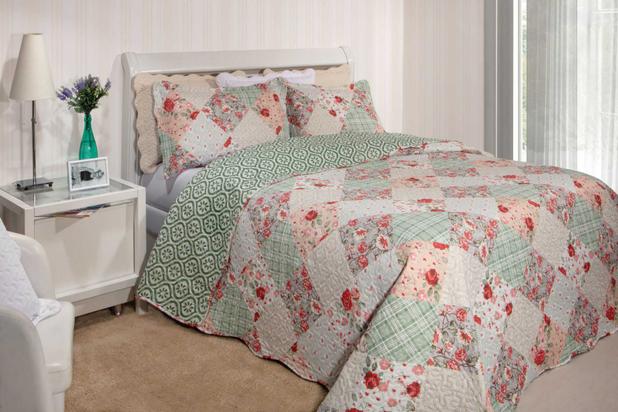 Kit Cobre Leito Colcha Patchwork Queen Bouti 3 Peças Rozac - Nice 08 Menor preço em Kit Cobre Leito Colcha Patchwork Queen Bouti 3 Peças Rozac - Nice 08