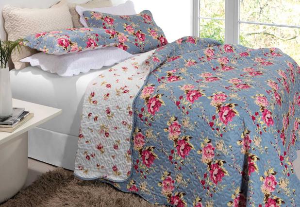 Kit Cobre Leito Colcha Patchwork Queen Bouti 3 Peças Rozac - Ravena 08 Menor preço em Kit Cobre Leito Colcha Patchwork Queen Bouti 3 Peças Rozac - Ravena 08