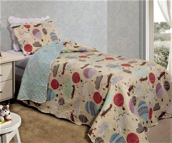 Kit Cobre Leito Colcha Patchwork Teen Kids Solteiro Infantil 2 Peças Rz - Balão - Rozac Menor preço em Kit Cobre Leito Colcha Patchwork Teen Kids Solteiro Infantil 2 Peças Rz - Balão - Rozac