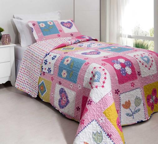 Kit Cobre Leito Colcha Patchwork Teen Kids Solteiro Infantil 2 Peças Rz - Flowers - Rozac é ruim? Kit Cobre Leito Colcha Patchwork Teen Kids Solteiro Infantil 2 Peças Rz - Flowers - Rozac é boa?