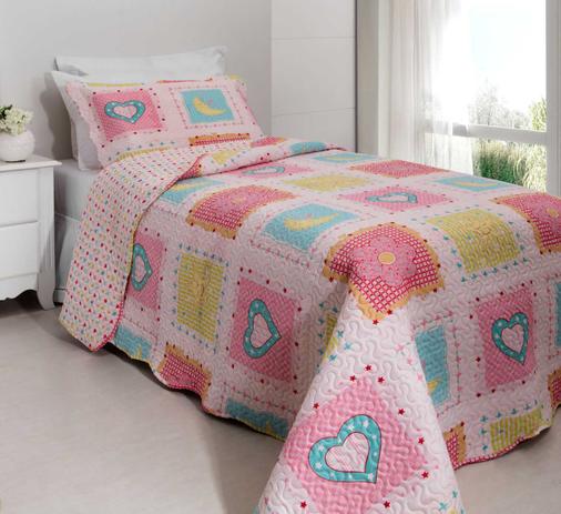 Kit Cobre Leito Colcha Patchwork Teen Kids Solteiro Infantil 2 Peças Rz - Love - Rozac é boa?