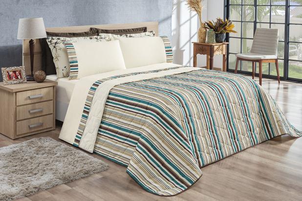 Kit Cobre Leito Elegance 3 Peças Dupla Face Queen 160 Fios Palha - Linda casa Menor preço em Kit Cobre Leito Elegance 3 Peças Dupla Face Queen 160 Fios Palha - Linda casa