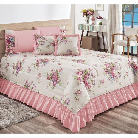 Kit Cobre Leito La Belle Casal King 07 Peças - Rosa - Valle Menor preço em Kit Cobre Leito La Belle Casal King 07 Peças - Rosa - Valle