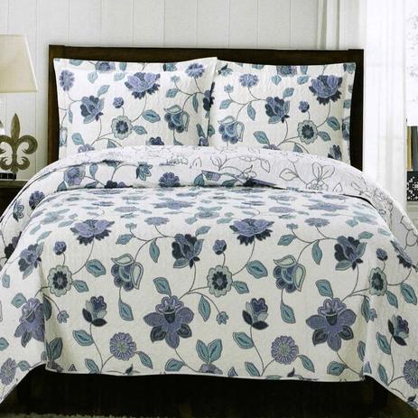 Kit Cobre Leito Margex Solteiro Estampado Flor Azul 2 Peças 100 Poliéster Decor Home Menor preço em Kit Cobre Leito Margex Solteiro Estampado Flor Azul 2 Peças 100 Poliéster Decor Home