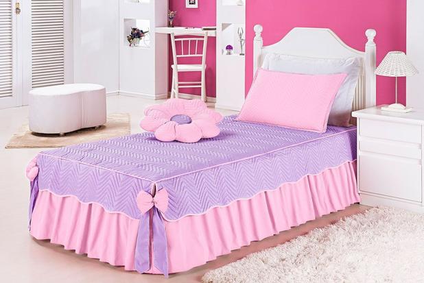 Kit Cobre Leito Mariana Solteiro Lilás 04 Peças Quarto Menina Tecido Microfibra - Decorativa Menor preço em Kit Cobre Leito Mariana Solteiro Lilás 04 Peças Quarto Menina Tecido Microfibra - Decorativa