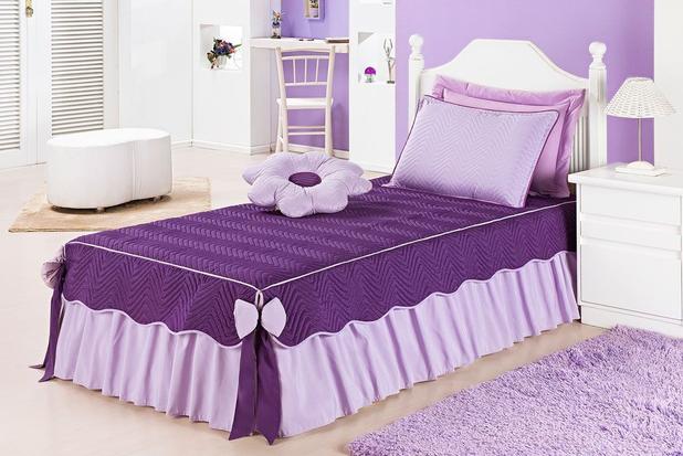 Kit Cobre Leito Mariana Solteiro Roxo 04 Peças Quarto Menina Tecido Microfibra - Decorativa Menor preço em Kit Cobre Leito Mariana Solteiro Roxo 04 Peças Quarto Menina Tecido Microfibra - Decorativa
