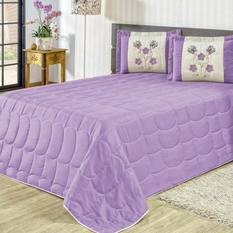 Kit Cobre Leito Primavera Casa Dona Casal Queen 03 Peças Lilás Menor preço em Kit Cobre Leito Primavera Casa Dona Casal Queen 03 Peças Lilás