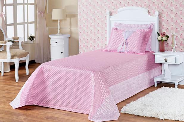 Kit Cobre Leito Princesa Solteiro Menina Rosa 04 Peças Tecido Seda Macio Fofo - Decorativa Menor preço em Kit Cobre Leito Princesa Solteiro Menina Rosa 04 Peças Tecido Seda Macio Fofo - Decorativa