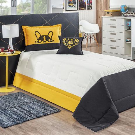 Kit Cobre Leito Puppy Dog Pet Solteiro Micro Fibra 4 Peças - Preto Amarelo - Valle enxovais é boa?