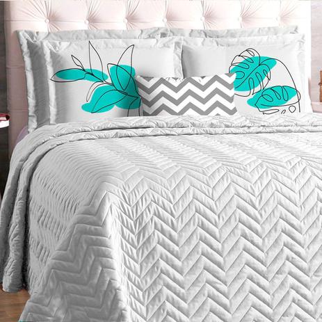 Kit Cobre Leito Queen Cinza Matelado Dupla Face 7 Peças com Porta Travesseiros e Almofada Decorativa Chevron Cinza - Casa Borda é boa?