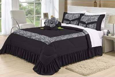Kit Cobre Leito Selvagem Casal King Size 06 Peças Colcha - Preto - Finos enxovais Menor preço em Kit Cobre Leito Selvagem Casal King Size 06 Peças Colcha - Preto - Finos enxovais