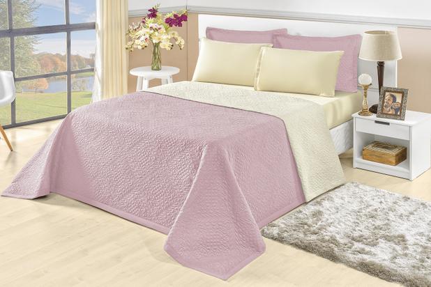 Kit Cobre Leito Slim Queen Matelado Dupla Face Rosê - Linda casa Menor preço em Kit Cobre Leito Slim Queen Matelado Dupla Face Rosê - Linda casa