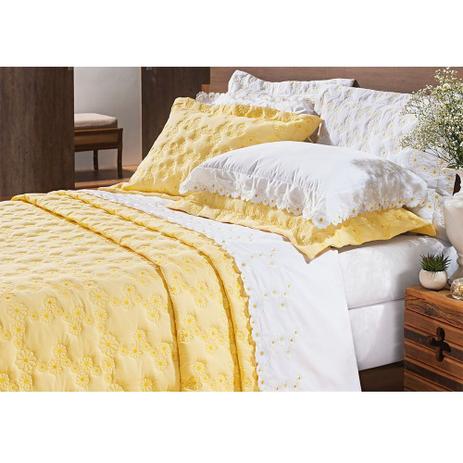 Kit Cobre Leito Solteiro 02 Peças Bordado Percal 200 Fios Nuance Amarelo - Bernadete Casa Menor preço em Kit Cobre Leito Solteiro 02 Peças Bordado Percal 200 Fios Nuance Amarelo - Bernadete Casa