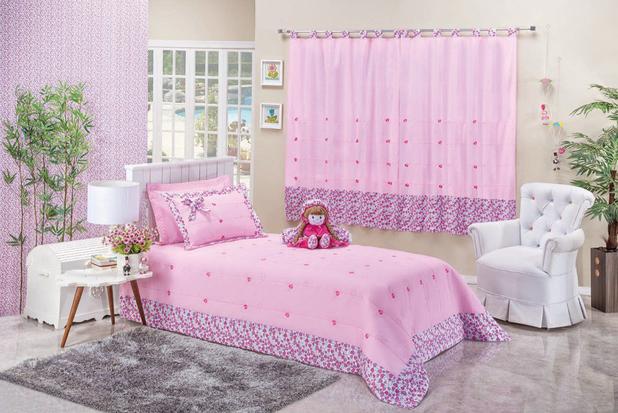 Kit Cobre Leito Solteiro Bambina Infantil Boneca Rosa 04 Peças + Cortina 2 mts - Finos enxovais Menor preço em Kit Cobre Leito Solteiro Bambina Infantil Boneca Rosa 04 Peças + Cortina 2 mts - Finos enxovais