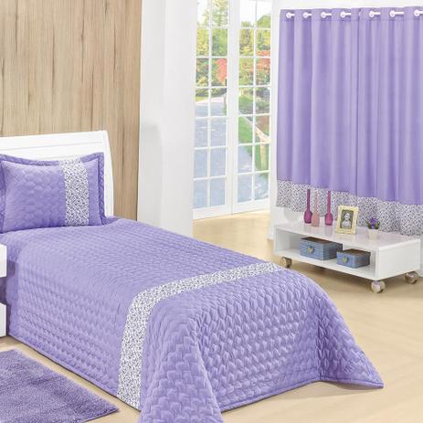 Kit Cobre Leito Solteiro + Cortina 2m - Basic 3 Peças Lilás - Smaniotto Menor preço em Kit Cobre Leito Solteiro + Cortina 2m - Basic 3 Peças Lilás - Smaniotto