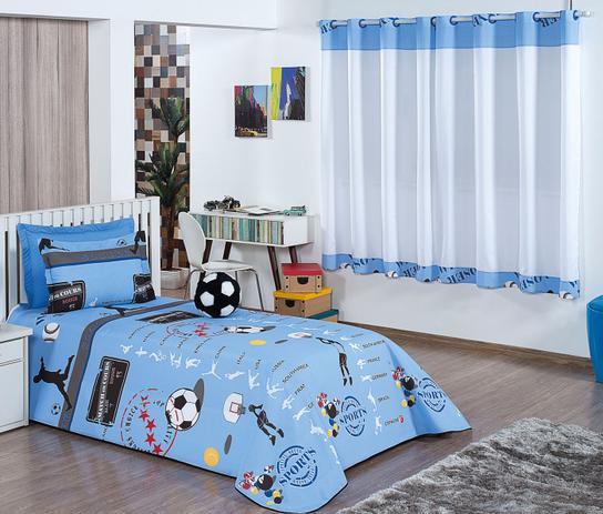 Kit Cobre Leito Solteiro + Cortina Clean 100 Algodão 04 Peças - Sports - Borda bordados enxovais Menor preço em Kit Cobre Leito Solteiro + Cortina Clean 100 Algodão 04 Peças - Sports - Borda bordados enxovais