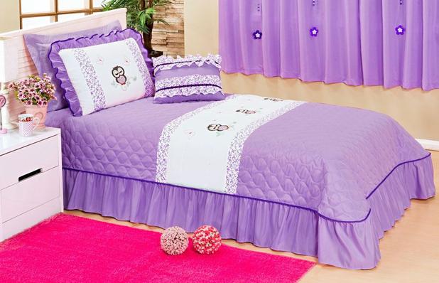 Kit Cobre Leito Solteiro Coruja Lilás Quarto Infantil Para Menina 05 Peças Fofo - Cor e brilho Menor preço em Kit Cobre Leito Solteiro Coruja Lilás Quarto Infantil Para Menina 05 Peças Fofo - Cor e brilho
