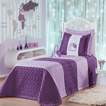 Kit Cobre Leito solteiro Mirela Lilás e Roxo 3 peças - Lilás e roxo - Vb Menor preço em Kit Cobre Leito solteiro Mirela Lilás e Roxo 3 peças - Lilás e roxo - Vb