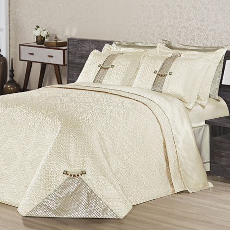 Kit Cobre Leito Super King Himaláia Seda Charmousse Brilhante Decorada 7 Peças - Palha - Decorativa é boa?