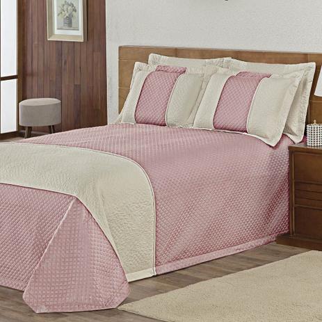 Kit Cobre Leito Super King Suiça Tecido Micro Fibra Prático 5 Peças - Rosê - Decorativa Menor preço em Kit Cobre Leito Super King Suiça Tecido Micro Fibra Prático 5 Peças - Rosê - Decorativa