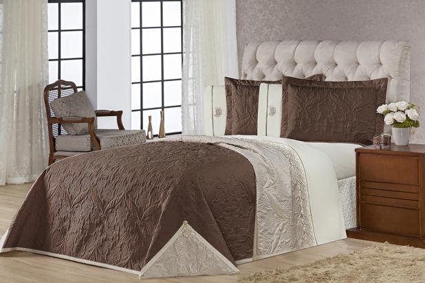 Kit Cobre Leito Topázio Re9casa Casal Padrão 05 Peças Dupla Face - Cor Tabaco é boa?